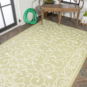 Charleston Vintage Filigree Textured Weave Indoor/outdoor Area Rug